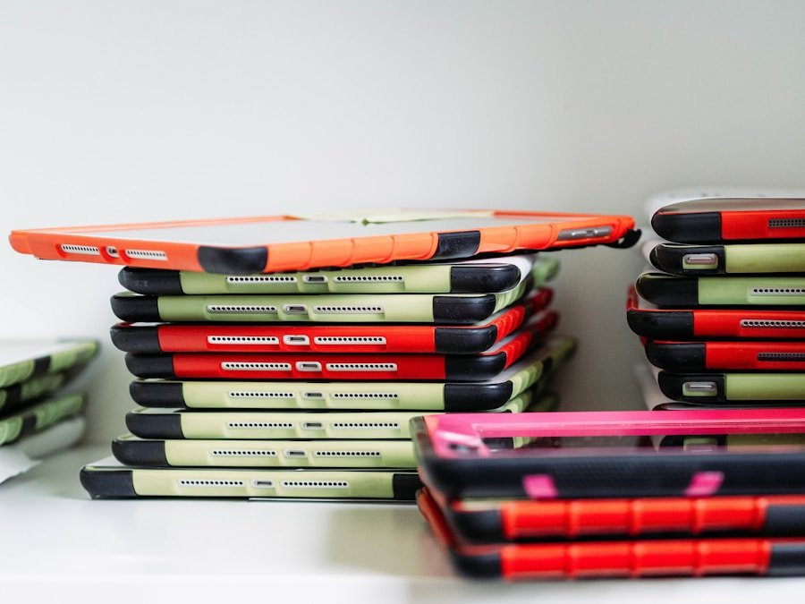 stack of educational tablets